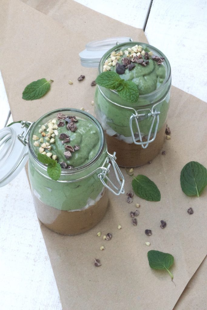 Layered chocolate and mint desserts