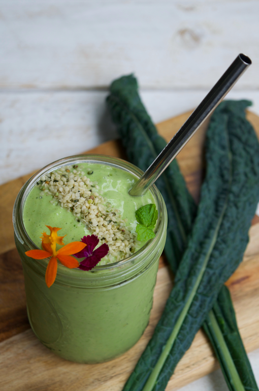 A green smoothie with leafy greens