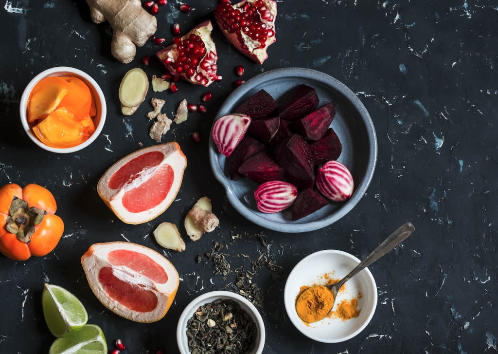 Beetroot, citrus and colourful ingredients