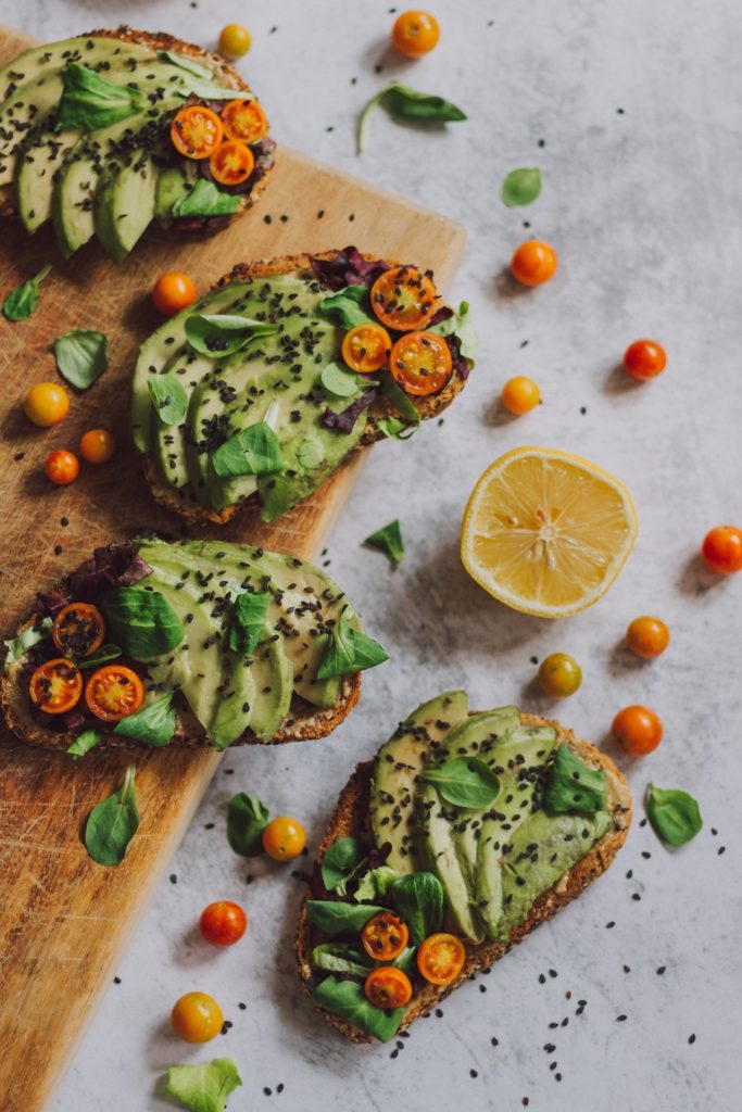 Avocado toast with tomatoes