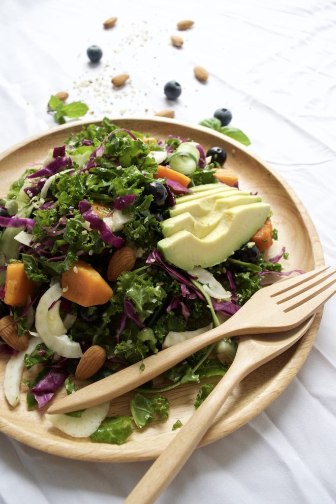 A fresh salad with avocado